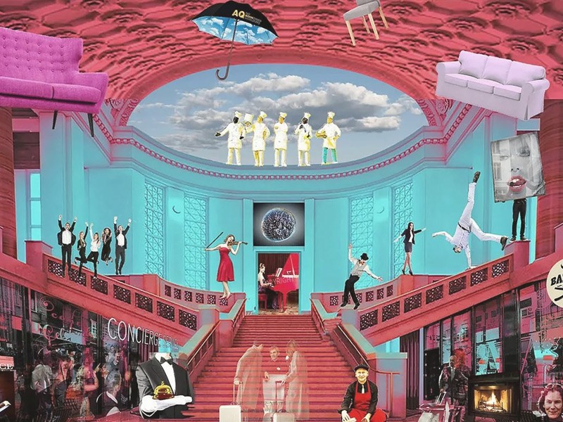 HA Schult Kunstwerk der Eingangshalle im The Wellem Hotel im Andreas Quartier in Düsseldorf