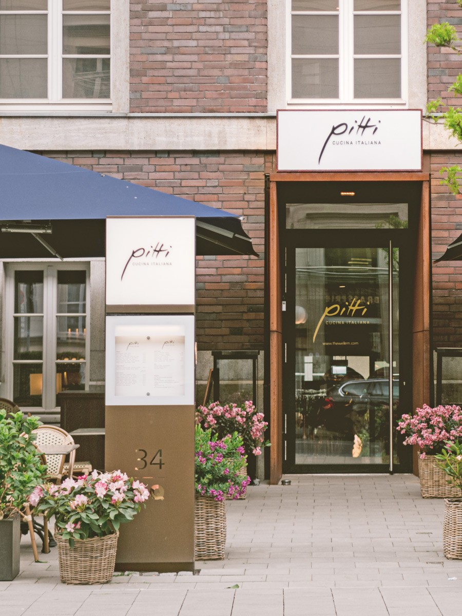 Eingangsbereich des Pitti Restaurant im Andreas Quartier in Düsseldorf