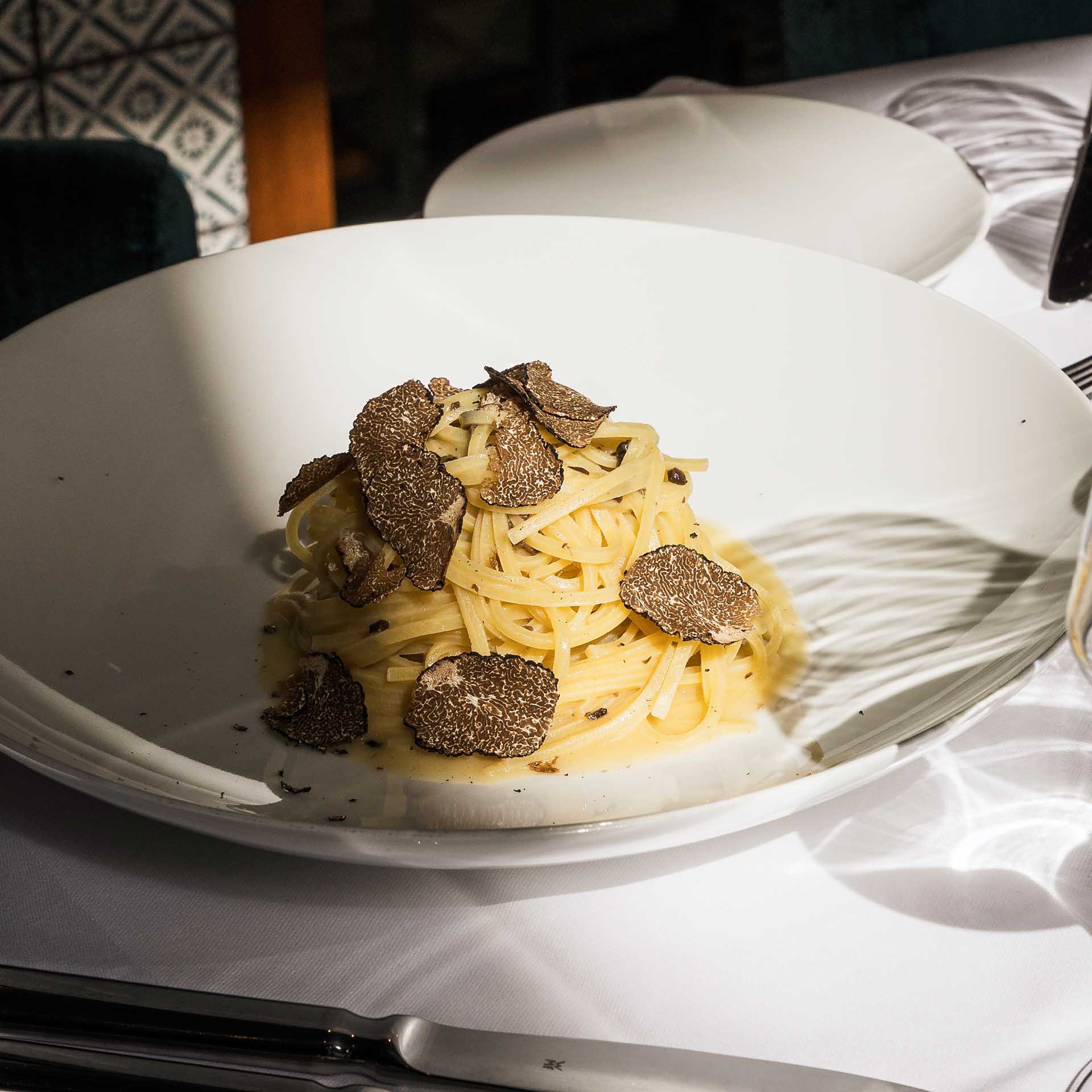 Pasta with freshly shaved truffle at il punto